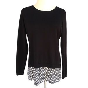 Adrianna Papell Twofer Layered Sweater Shirttail Black Women Small Dark Academia